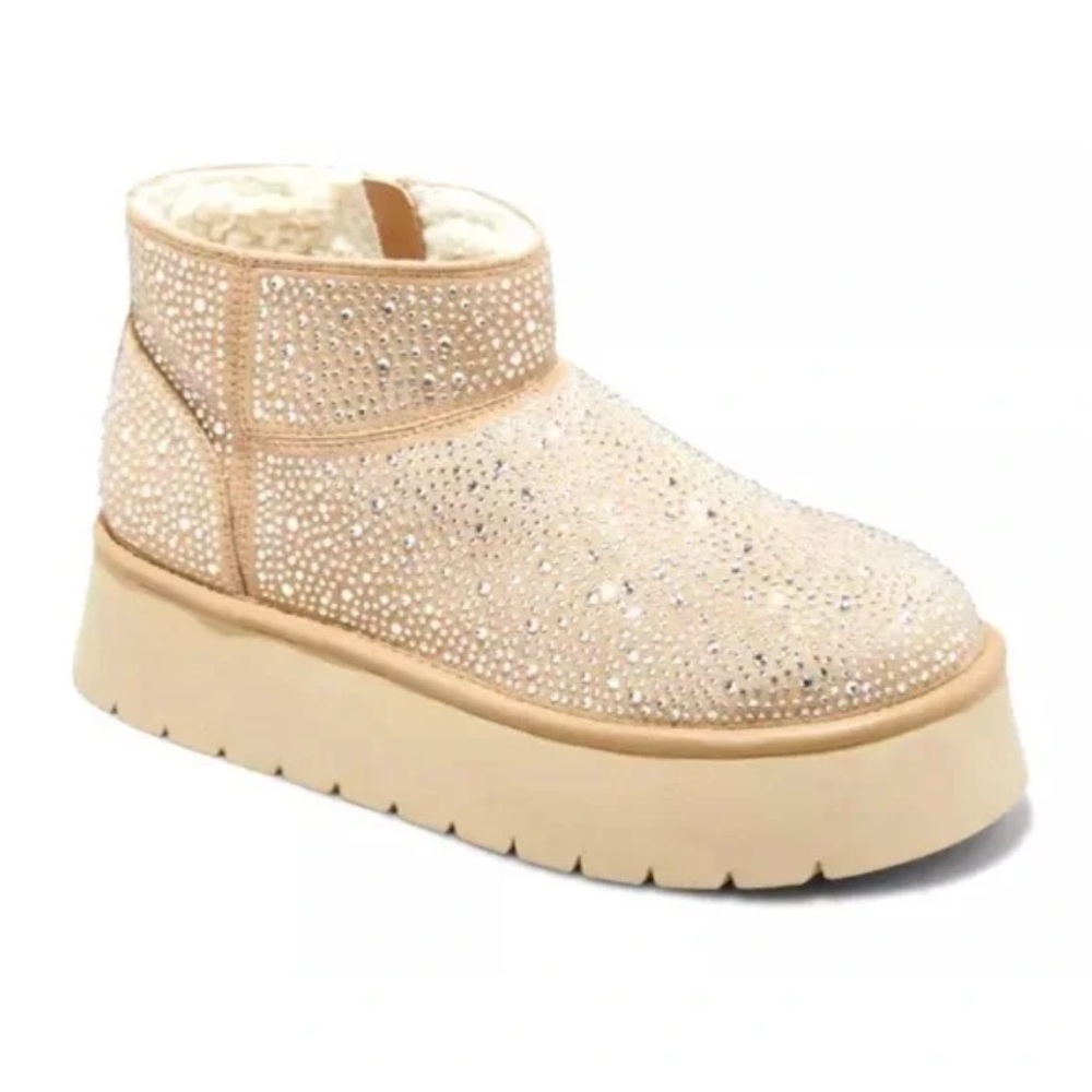 Wild Fable Beige Sparkle Ankle Booties